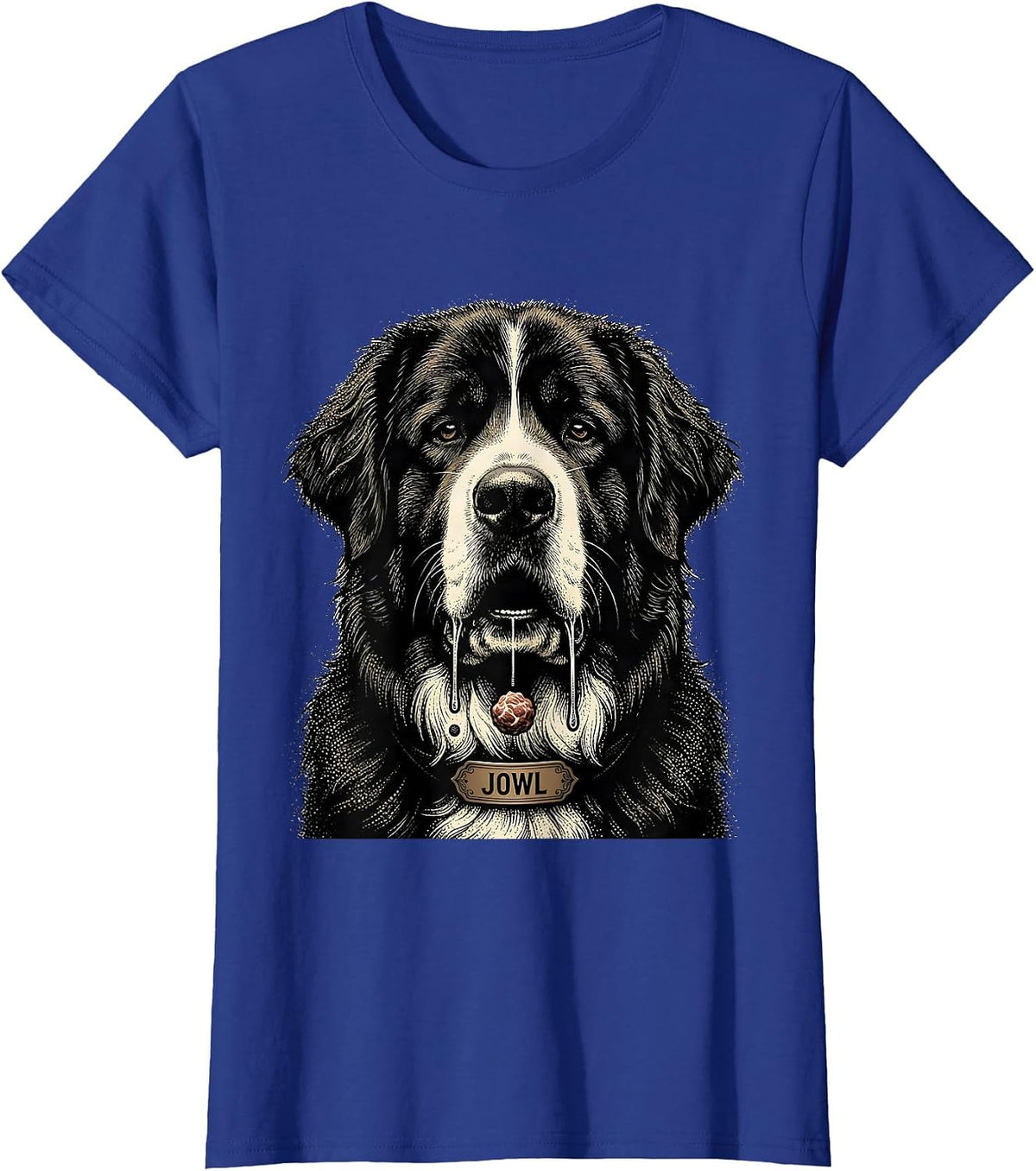 Women's JOWL Funny Great Pyrenees Dog Mom Drooling Breed Humor T-Shirt - Royal Blue