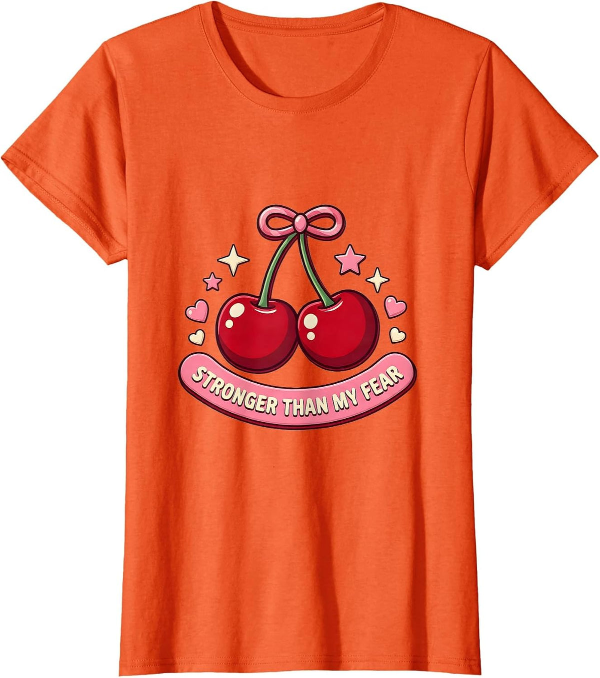 Women's Stronger Than My Fear Faith Over Fear Design T-Shirt - Orange