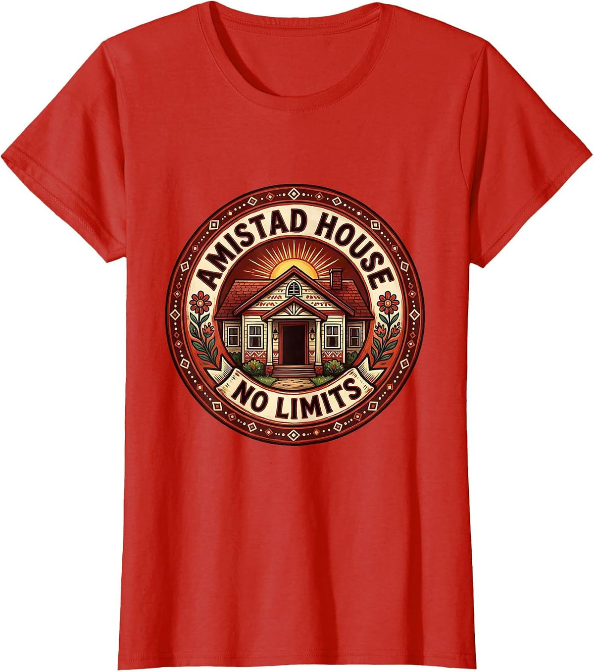 Women's Amistad House No Limits Inspirational Design T-Shirt - Red