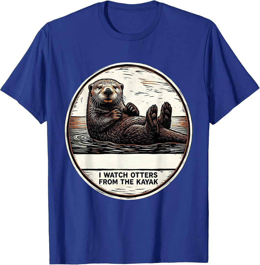 I Watch Otters From The Kayak Nature Wildlife Conservation T-Shirt - Royal Blue