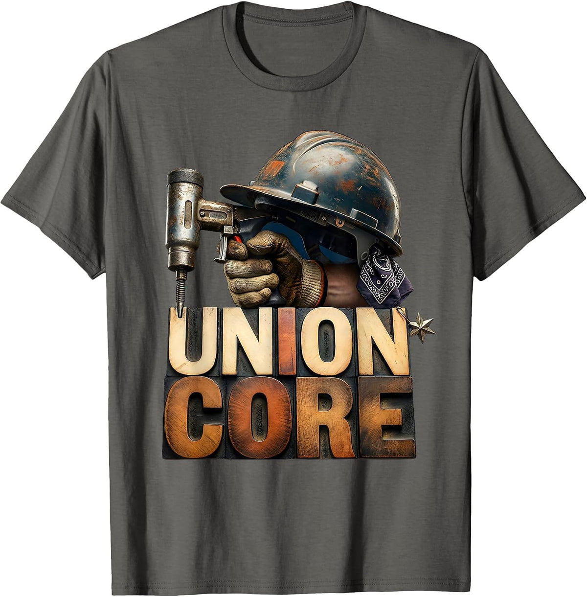 UNION CORE Labor Day Union Member Labor Pride T-Shirt - Asphalt Grey