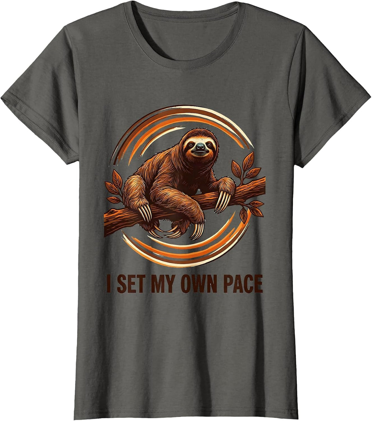 Women's I Set My Own Pace Funny Sloth Lover Lazy Humor Gift T-Shirt - Asphalt Grey