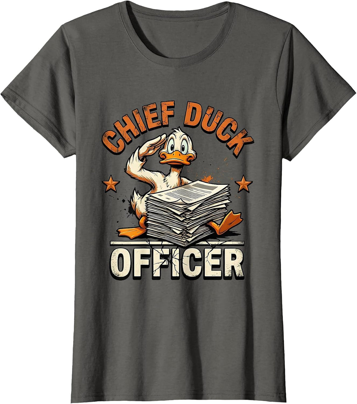 Women's Chief Duck Officer Funny Duck Novelty Gift T-Shirt - Asphalt Grey