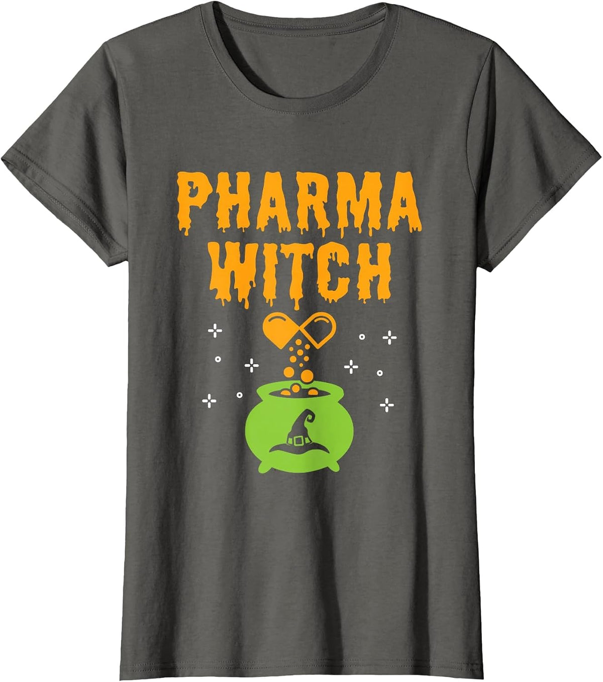 Pharmacist Halloween Women Pharmacy Tech Pharma Witch T-Shirt - Asphalt Grey