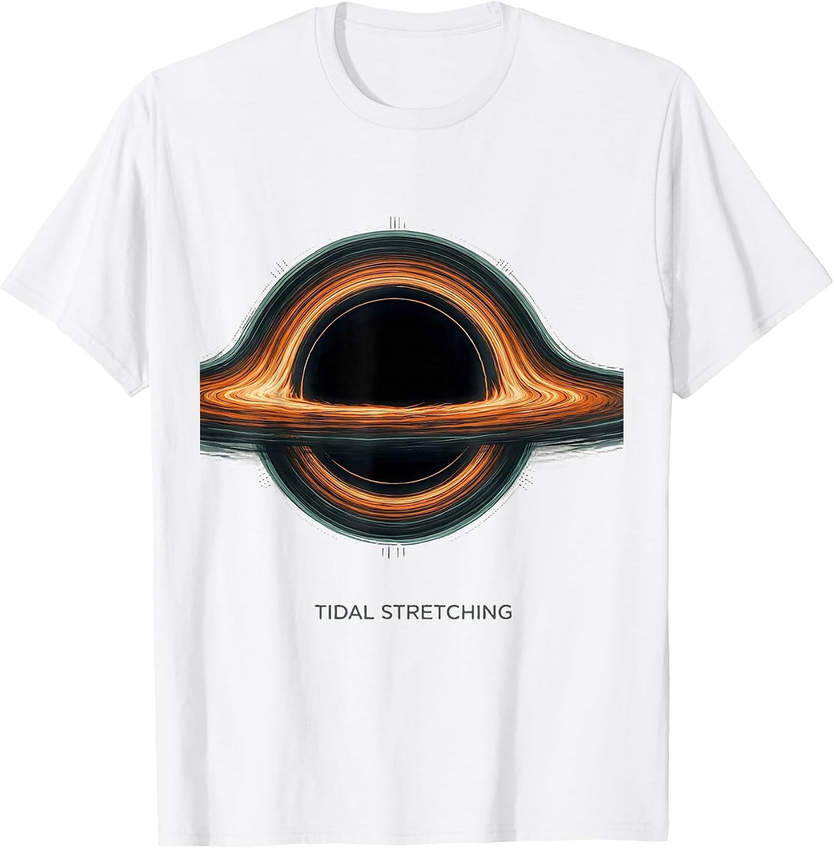 Men's Tidal Stretching Black Hole Astrophysics Science Graphic T-Shirt - White