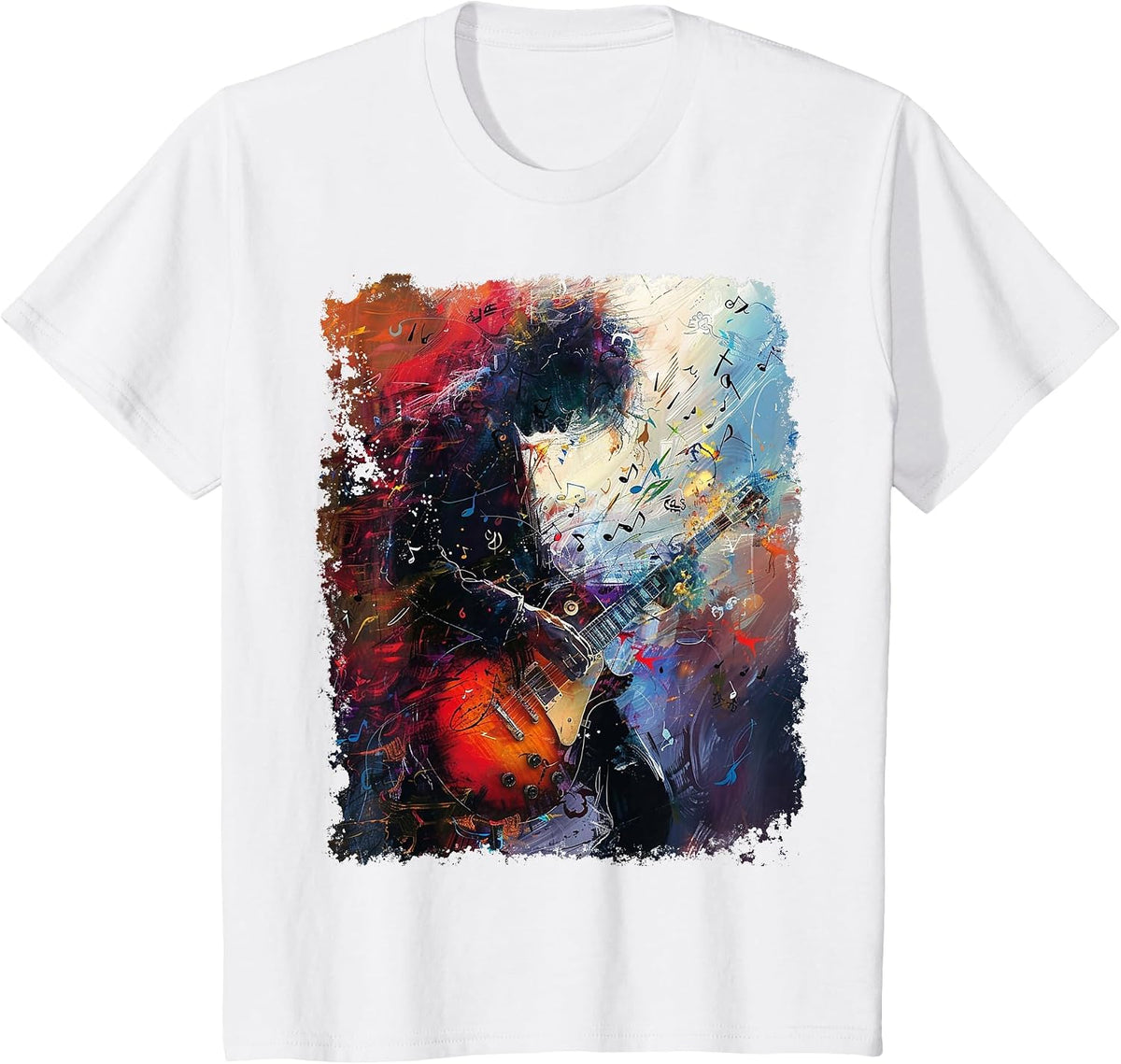 Electric Guitar Rock Band Gutarist I Love Music T-Shirt - White