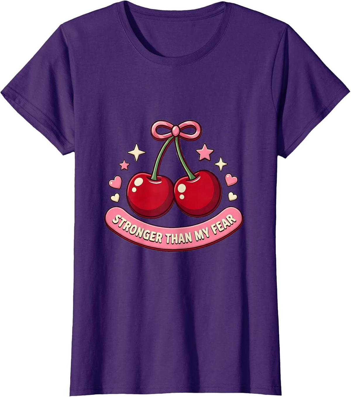 Women's Stronger Than My Fear Faith Over Fear Design T-Shirt - Purple