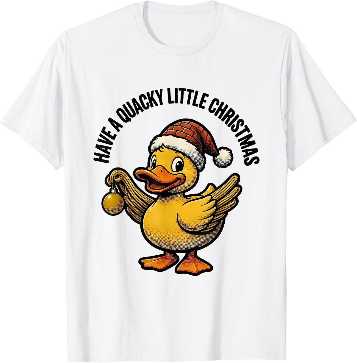 Men's Have A Quacky Little Christmas Retro Cartoon Duck Lover T-Shirt - White