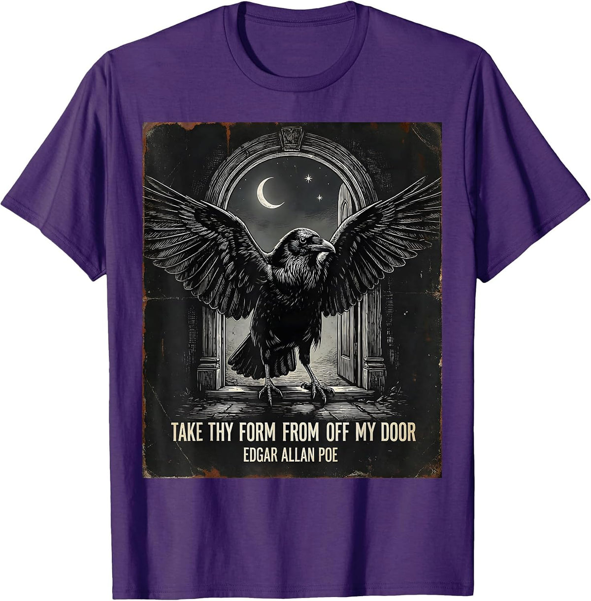Take Thy Form From Off My Door Edgar Allan Poe Gothic T-Shirt - Purple