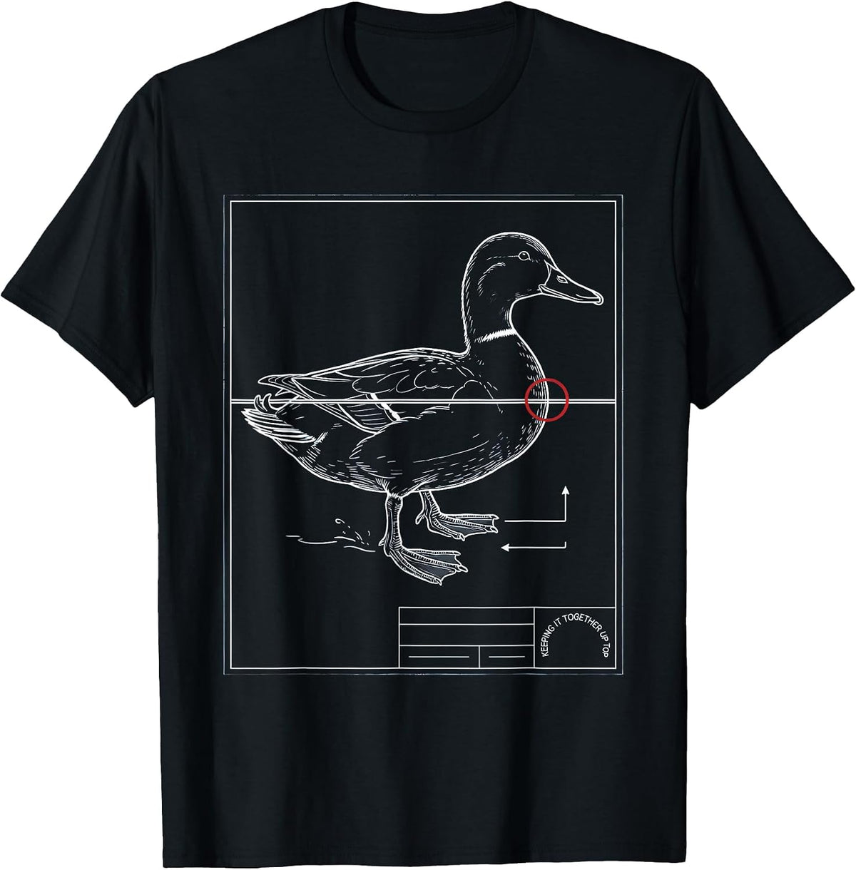 Men's Keeping It Together Up Top Funny Duck Pun Novelty Humor Gift T-Shirt - Black