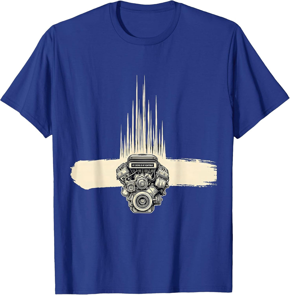 Men's My Engine Is My Heartbeat Funny Car Guy Auto Mechanic Humor T-Shirt - Royal Blue
