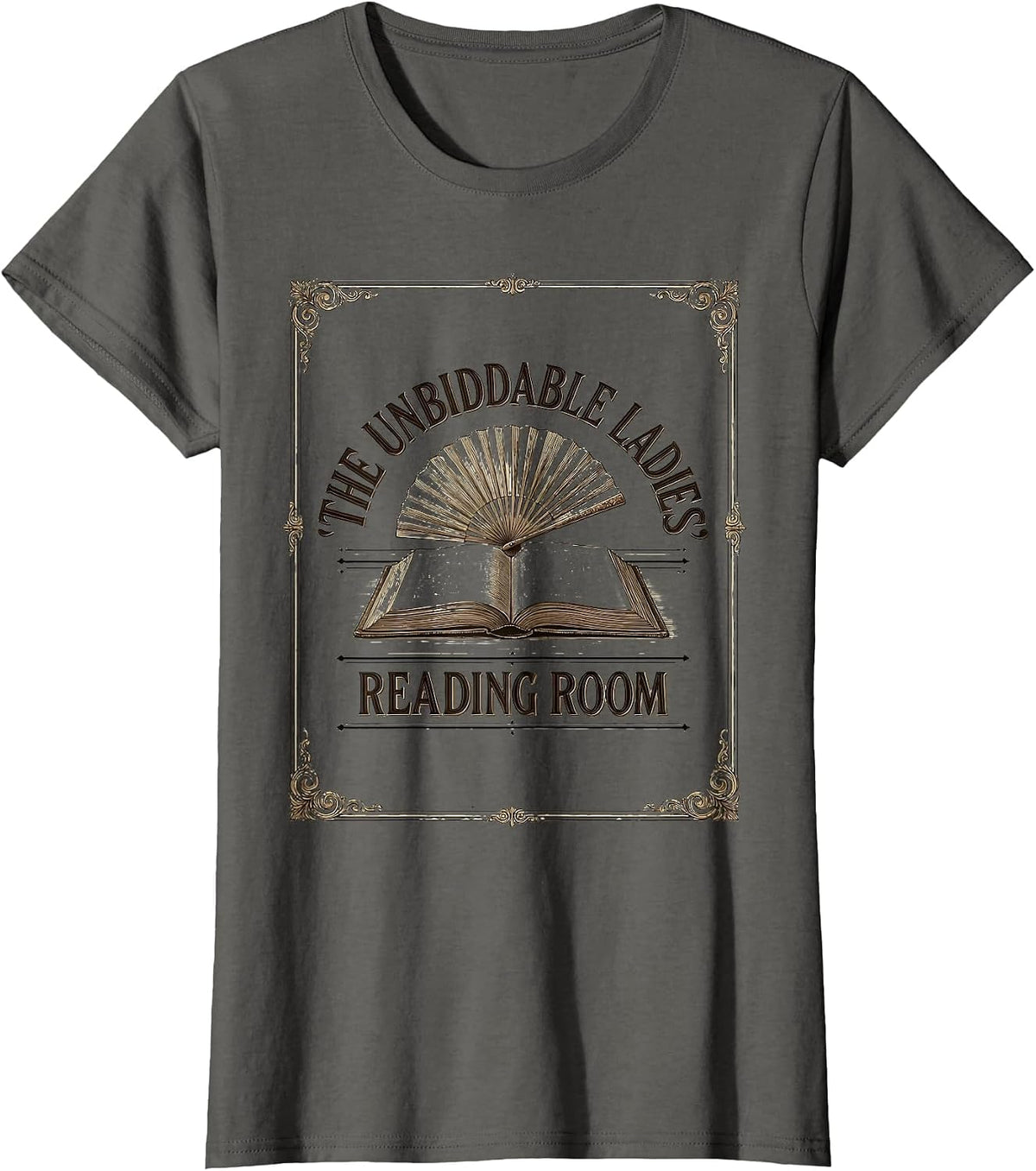 Women's The Unbiddable Ladies' Reading Room Witty Jane Austen T-Shirt - Asphalt Grey