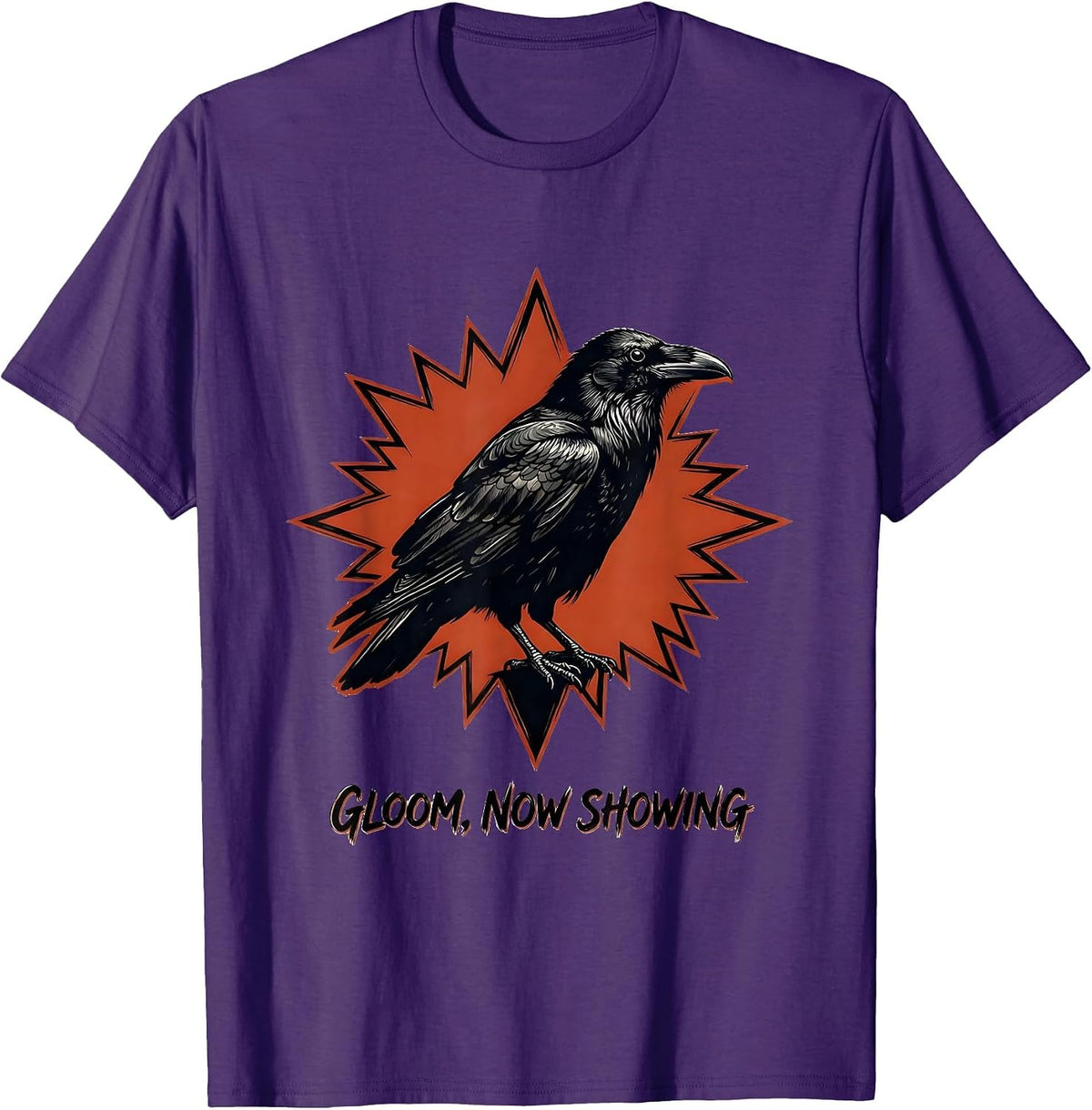 Gloom Now Showing Gothic Edgar Allan Poe Raven Literary T-Shirt - Purple