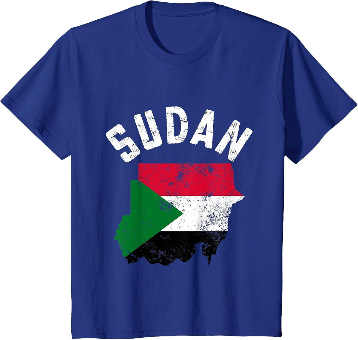 Distressed Patriotic Sudan Flag Map Men Women T-Shirt - Royal Blue