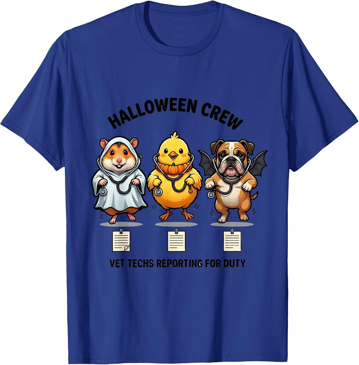 Men's Halloween Crew, Vet Techs Reporting For Duty Vet Tech T-Shirt - Royal Blue