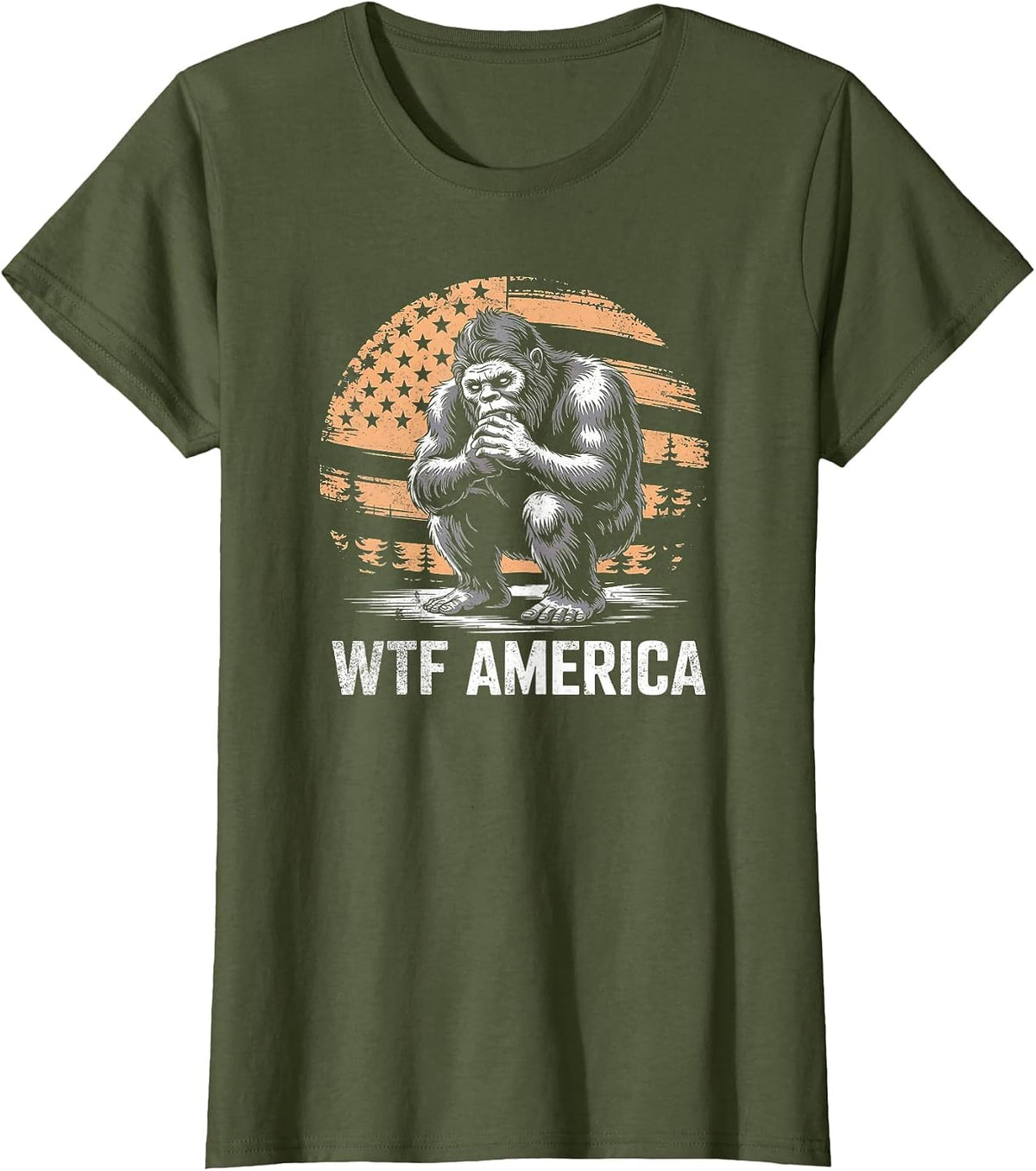 WTF America? Anti-Trump Bigfoot T-Shirt - Olive Green