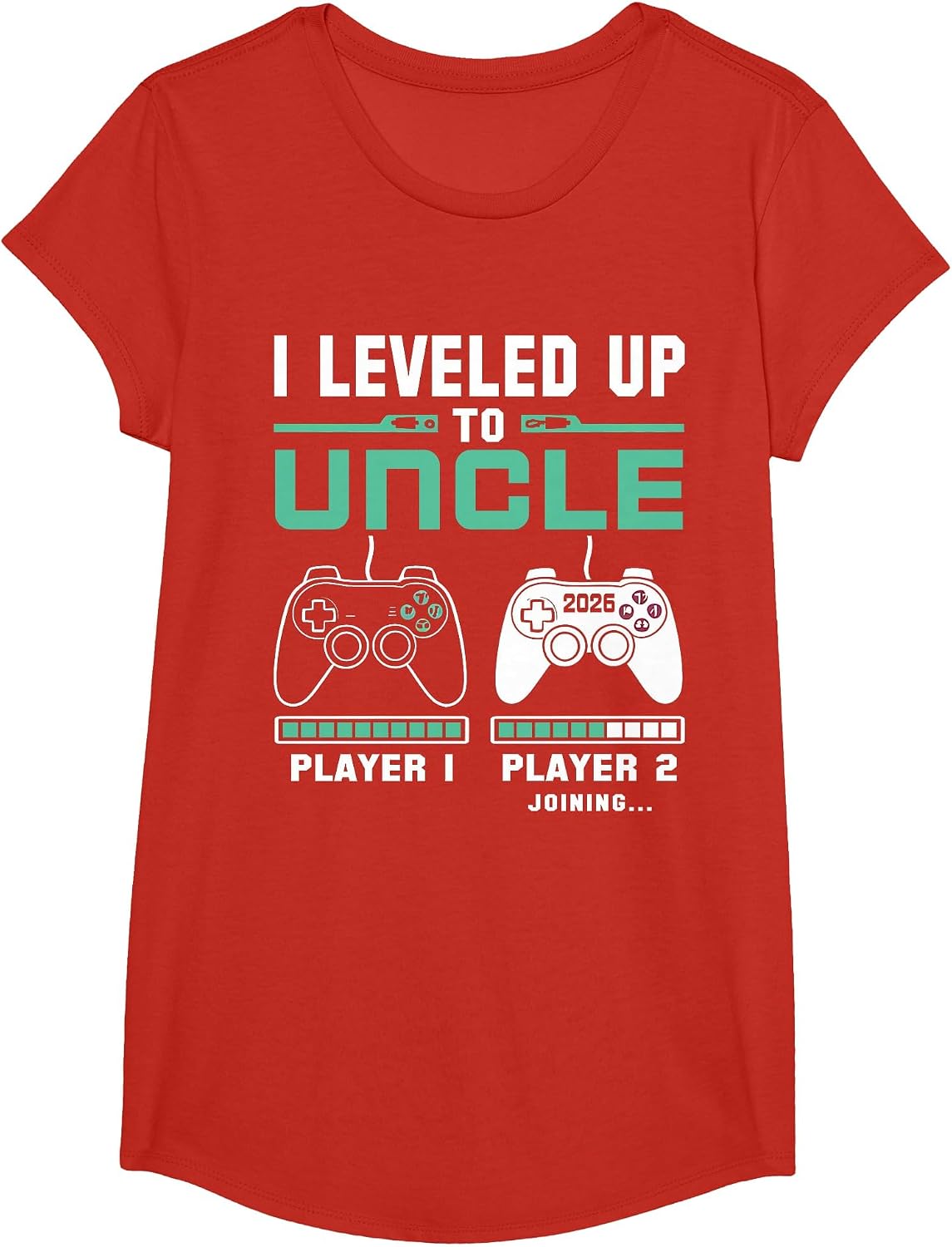 I'm Going to Be A Uncle 2026 I Leveled Up to Uncle Gamer T-Shirt - Girls Red