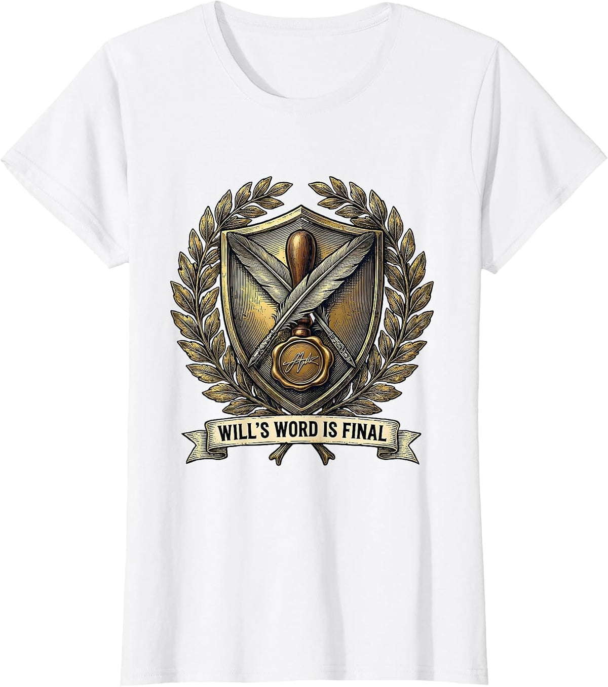 Will's Word Is Final Vintage Literary Humor Shakespeare T-Shirt - White