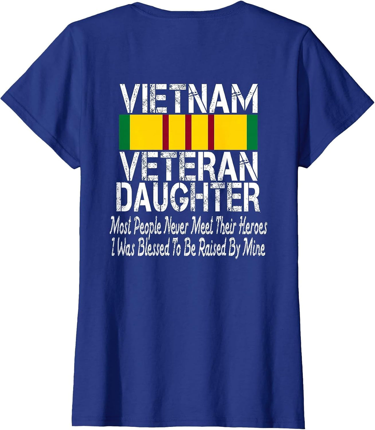 (Print on Back) Vintage Proud Vietnam Veteran Daughter T-Shirt - Royal Blue