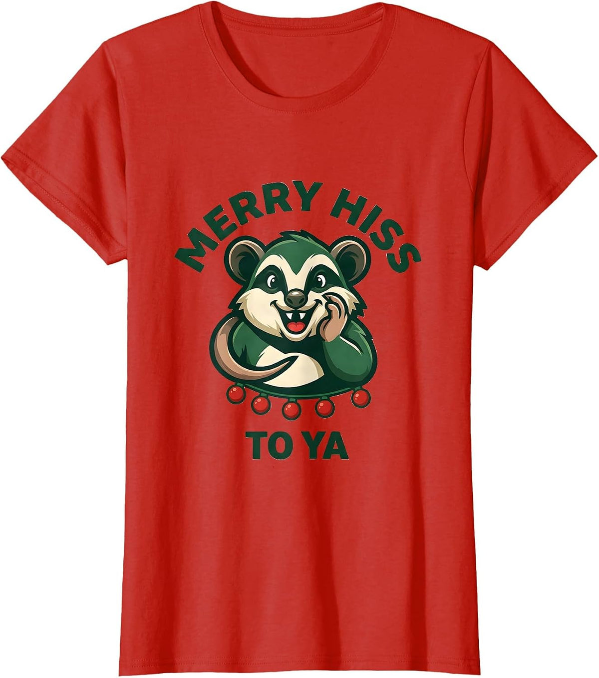 Merry Hiss To Ya Funny Opossum Ugly Sweater Christmas Humor T-Shirt - Red