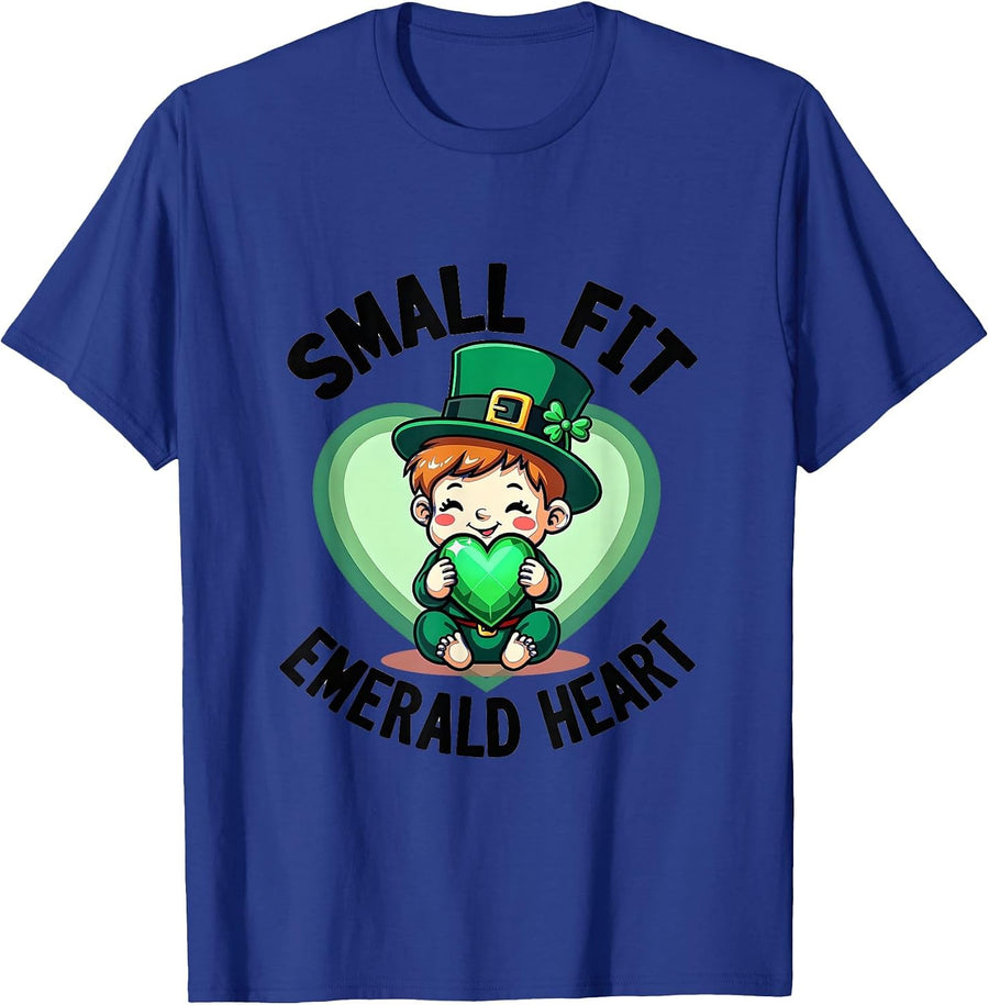 Small Fit Emerald Heart St Patricks Day Design T-Shirt - Royal Blue