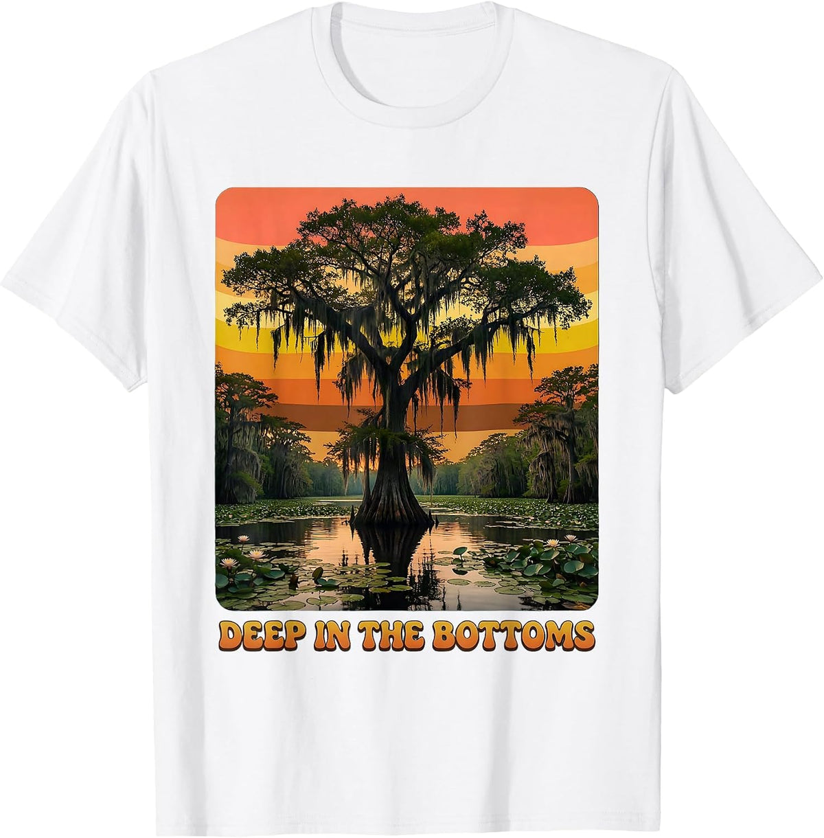 Men's Deep in the Bottoms Bottomland Camo Design T-Shirt - White