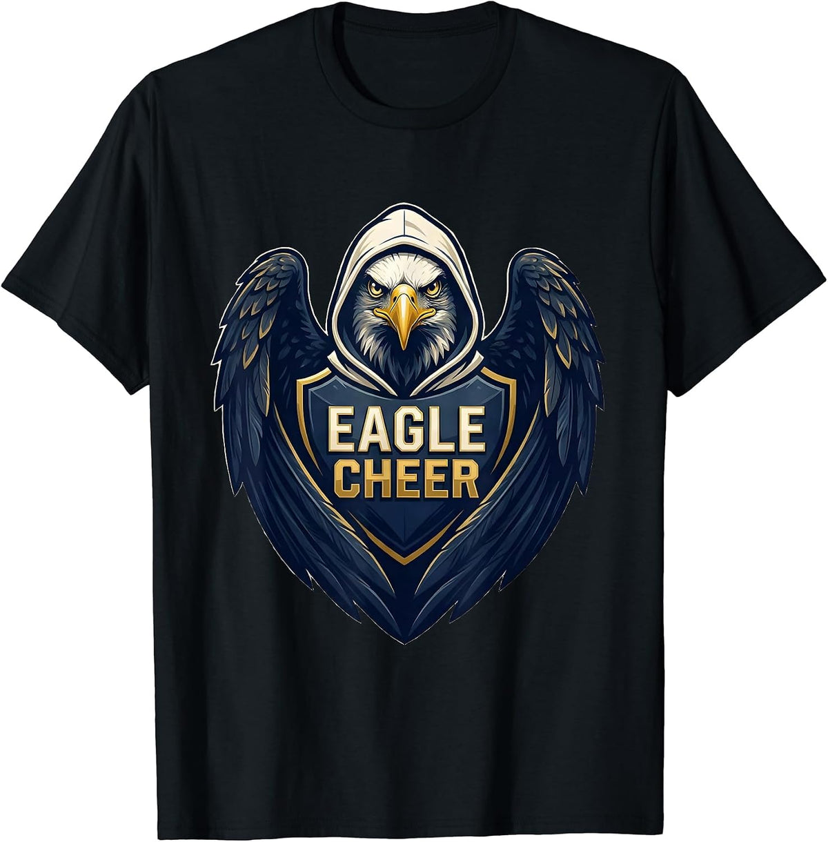 Men's Eagle Cheer Bald Eagle Mascot Fan Pride Family Spirit T-Shirt - Black