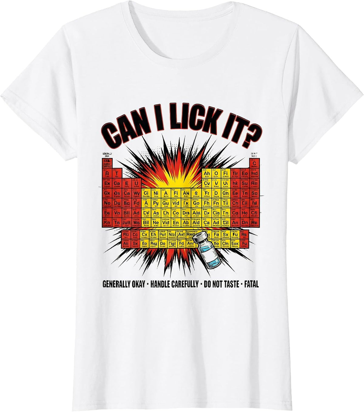 Women's Can I Lick It Funny Periodic Table Science Teacher T-Shirt - White