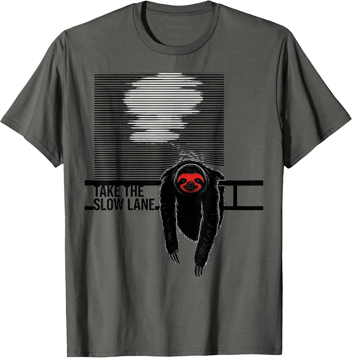 Men's Take The Slow Lane Funny Sloth Lover Humor Novelty Gift T-Shirt - Asphalt Grey