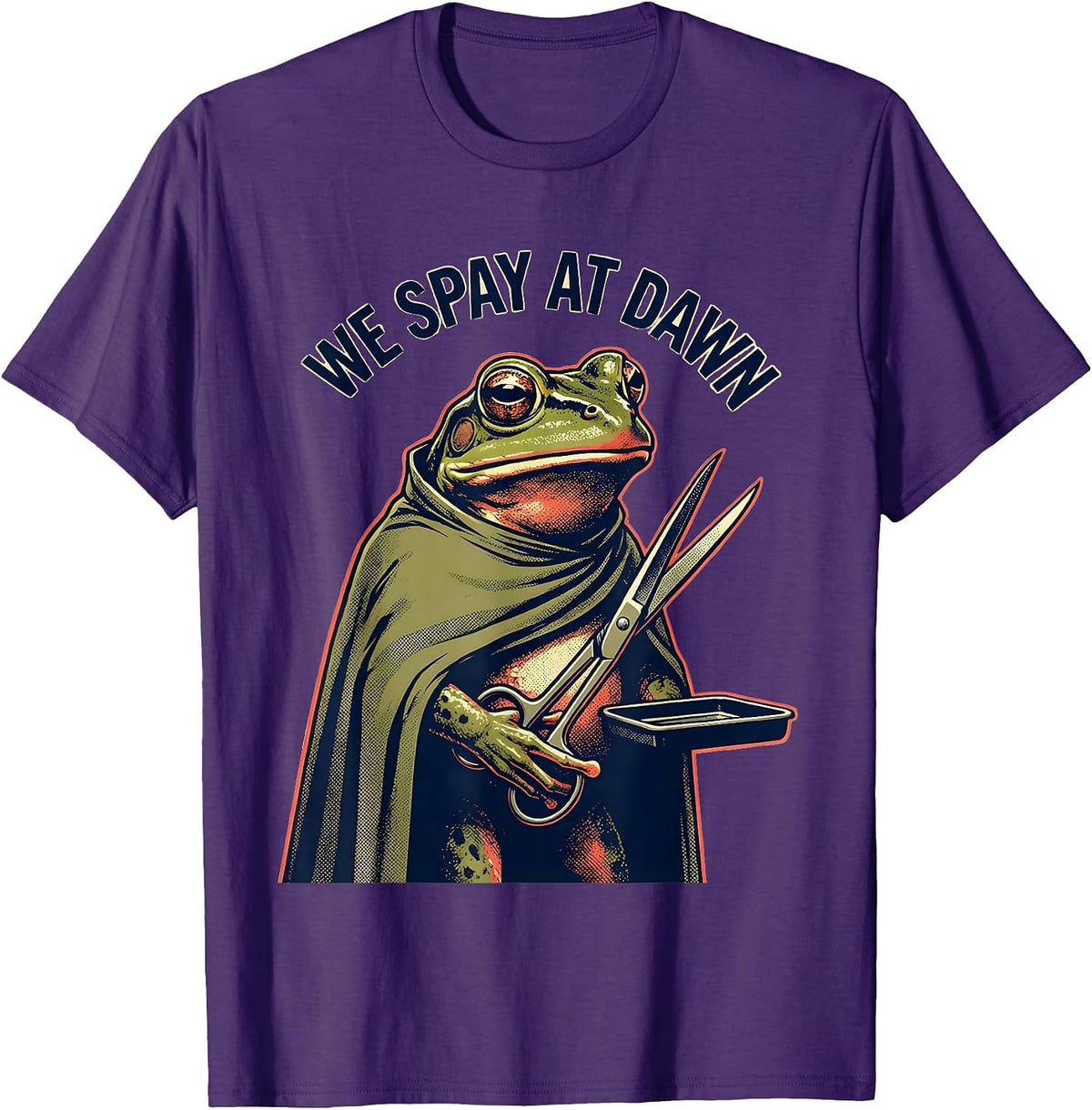 Men's We Spay At Dawn Funny Frog Veterinarian Vet Tech T-Shirt - Purple