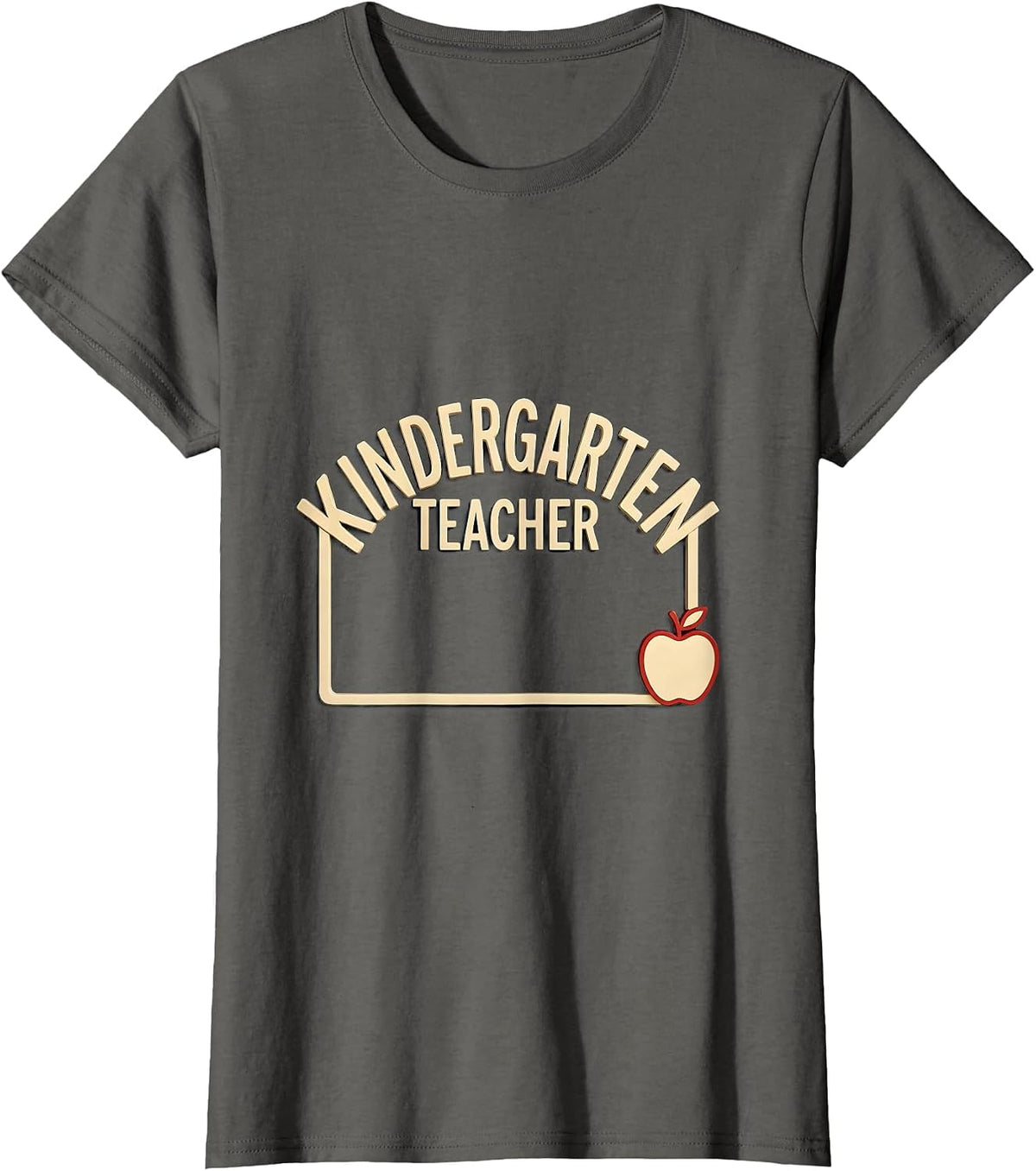 Women's Kindergarten Teacher Cute Pencil Apple Back To School T-Shirt - Asphalt Grey