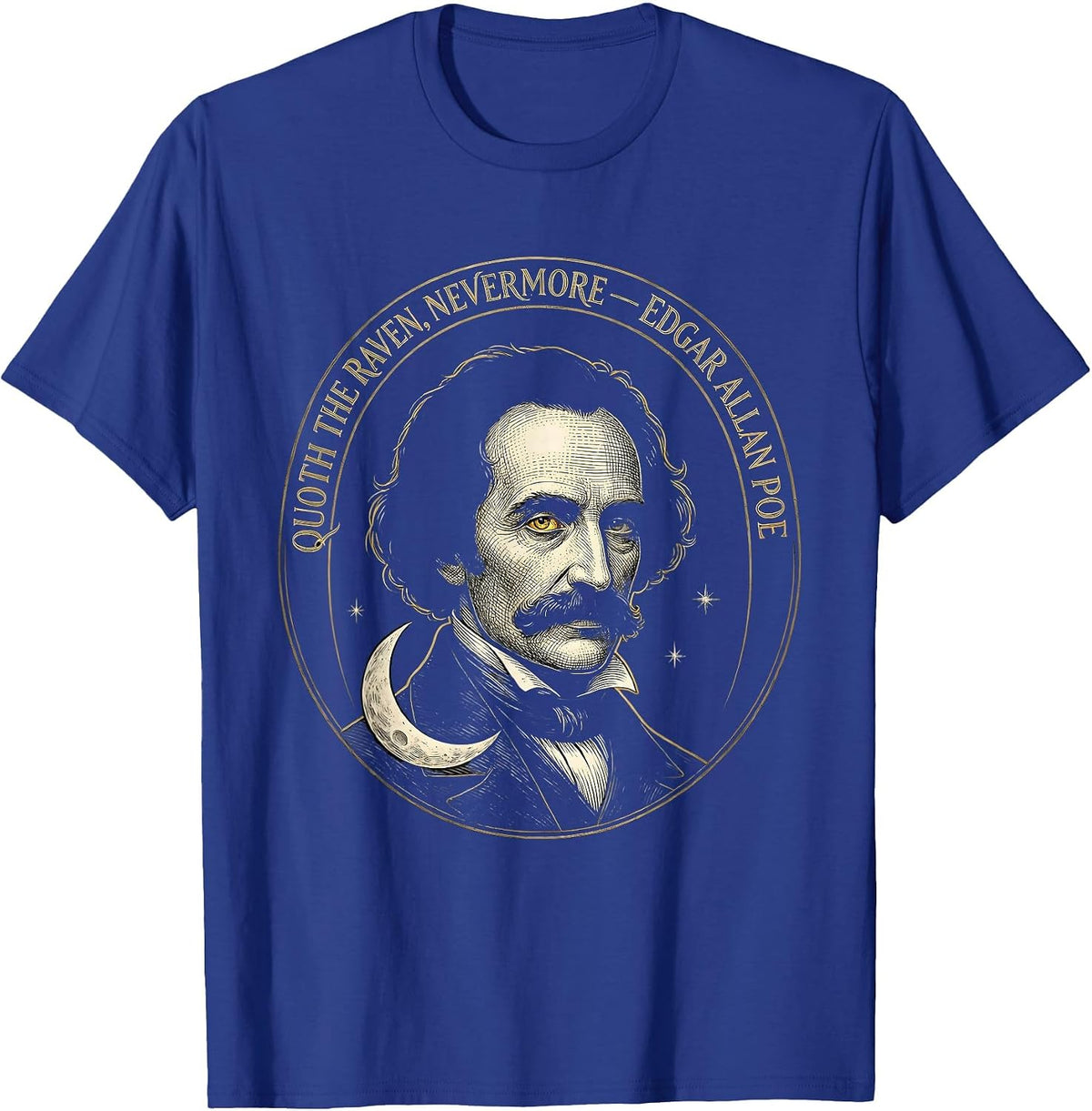 Quoth The Raven Nevermore Edgar Allan Poe Gothic T-Shirt - Royal Blue