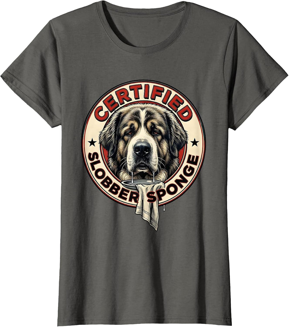 Women's Certified Slobber Sponge Funny Great Pyrenees Dog Mom Dog T-Shirt - Asphalt Grey