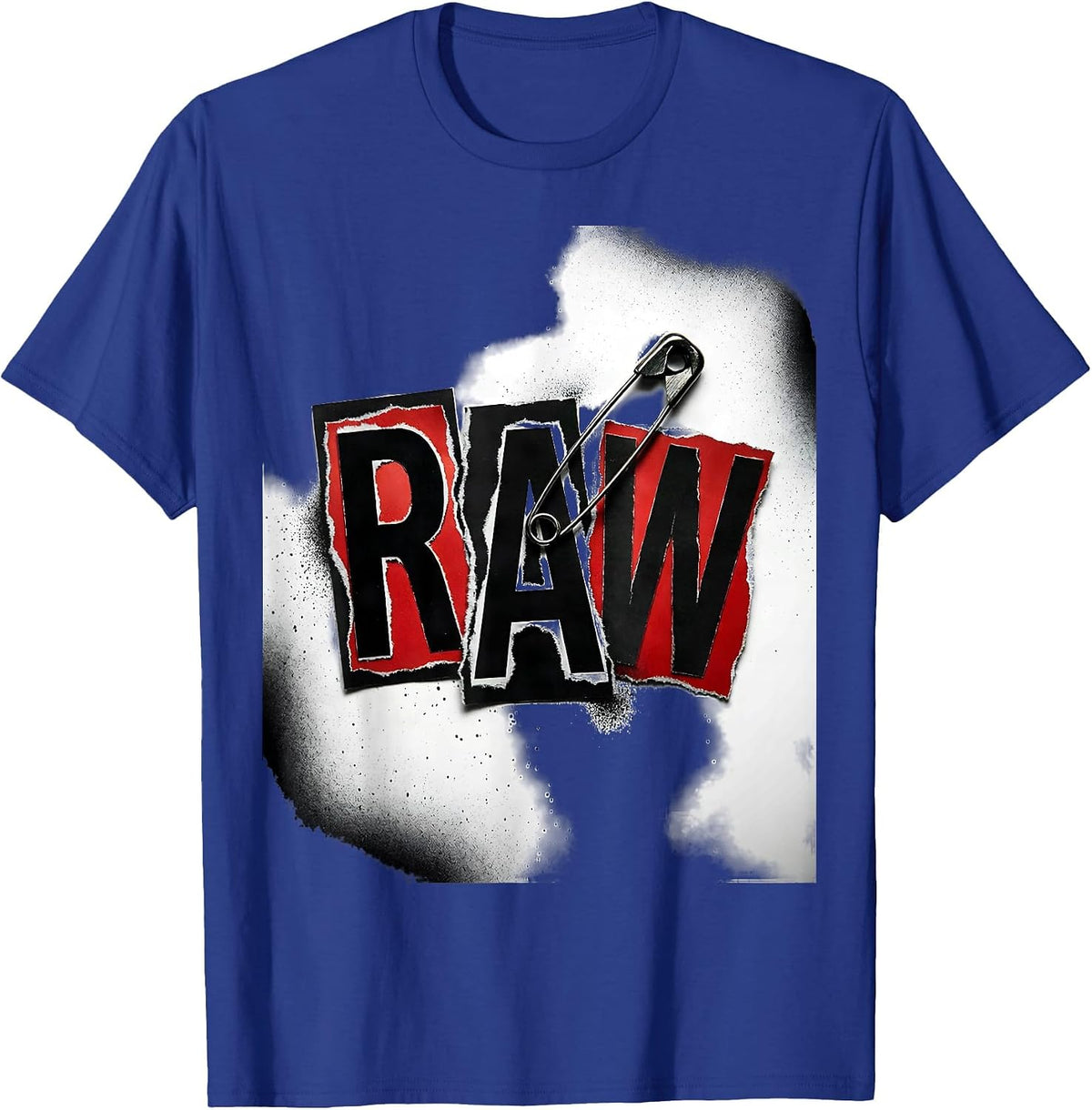 Men's RAW Punk Metal Graffiti Street-Art Style Graphic Humor T-Shirt - Royal Blue