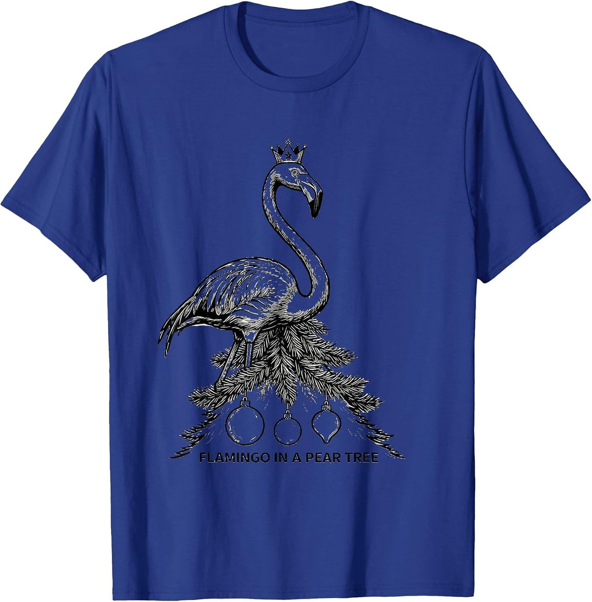 Men's Flamingo In A Pear Tree Funny Pink Flamingo Tropical T-Shirt - Royal Blue