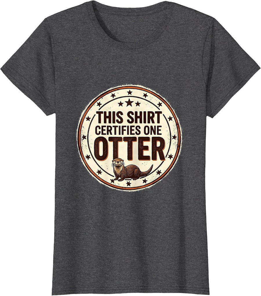 Women's This Shirt Certifies One Otter Funny Lazy Halloween Costume T-Shirt - Dark Heather Grey