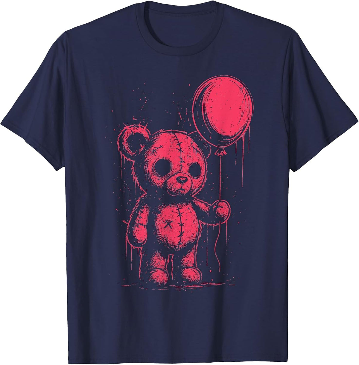 Creepy Cute Teddy Bear Pastel Goth Grunge Horror Lover T-Shirt - Navy Blue