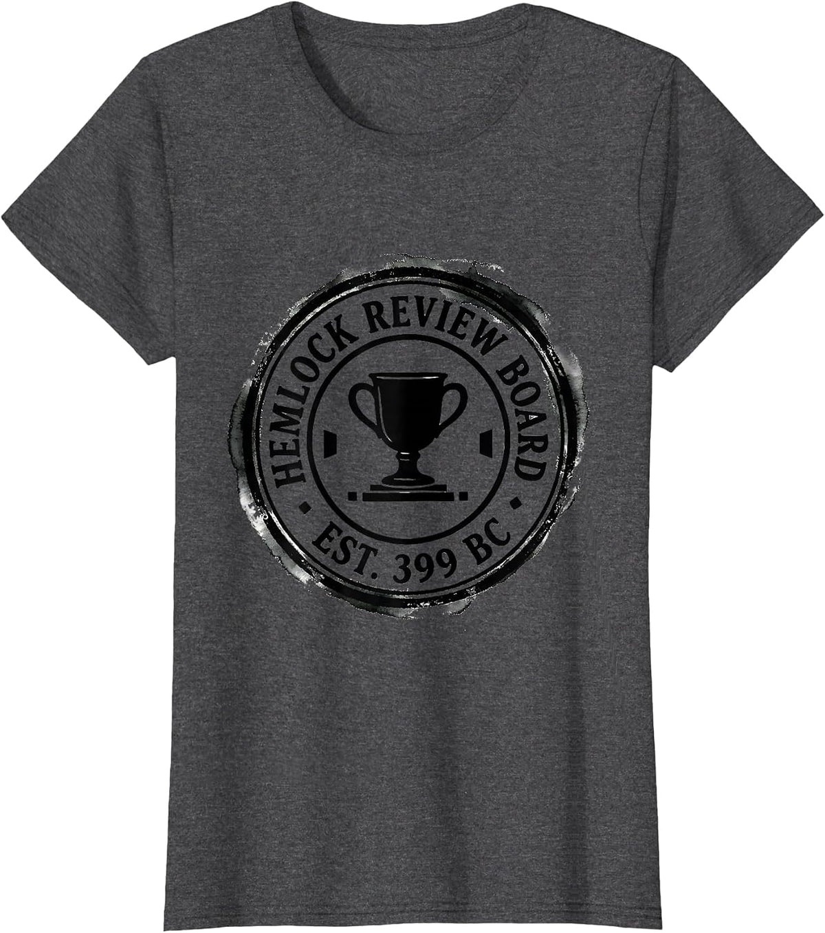 Women's Hemlock Review Board Est 399 BC Ironic Stoic Philosopher T-Shirt - Dark Heather Grey