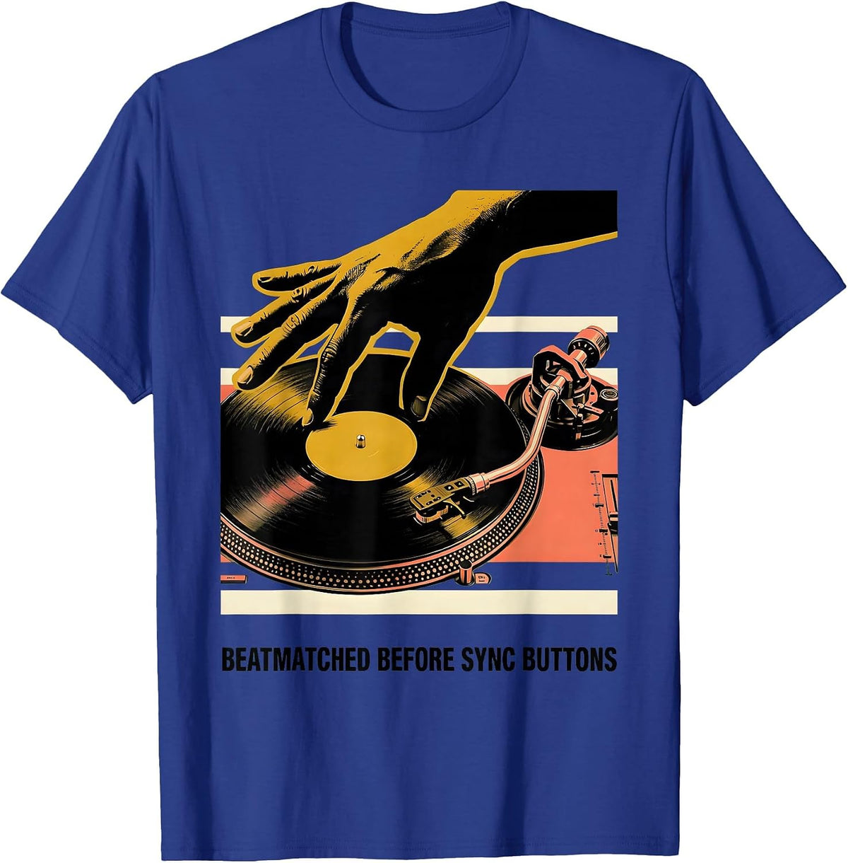 Beatmatched Before Sync Buttons Funny DJ Gift Retro T-Shirt - Royal Blue