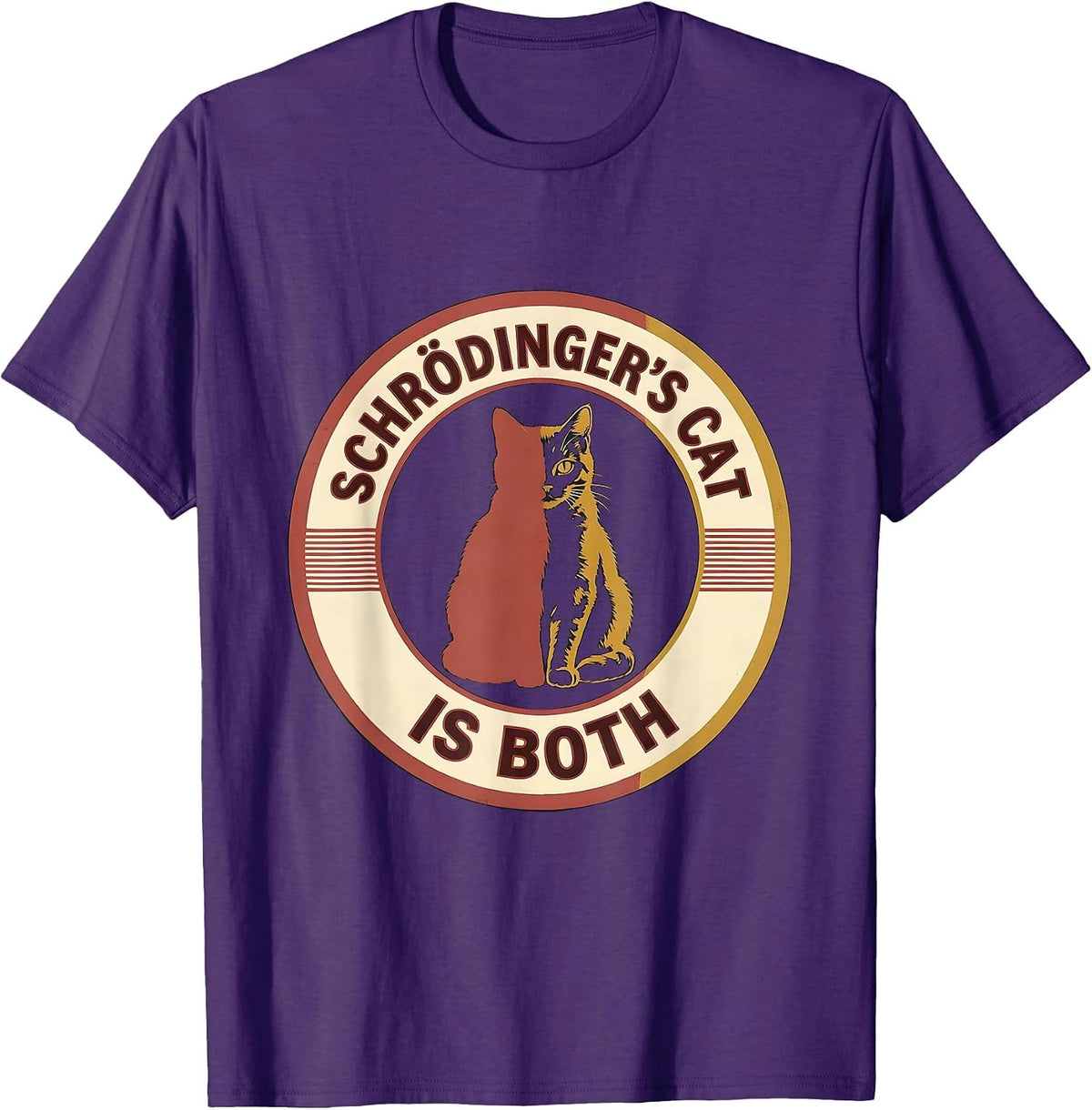 Schrödinger's Cat Is Both Funny Science Geek Humor T-Shirt - Purple