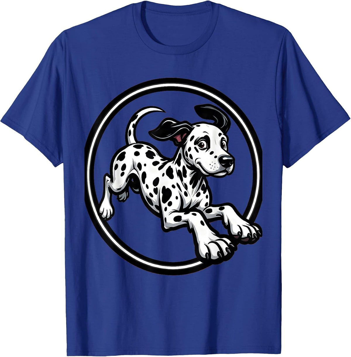 Men's Ink Brush Dalmatian Running Pose Graphic T-Shirt - Royal Blue
