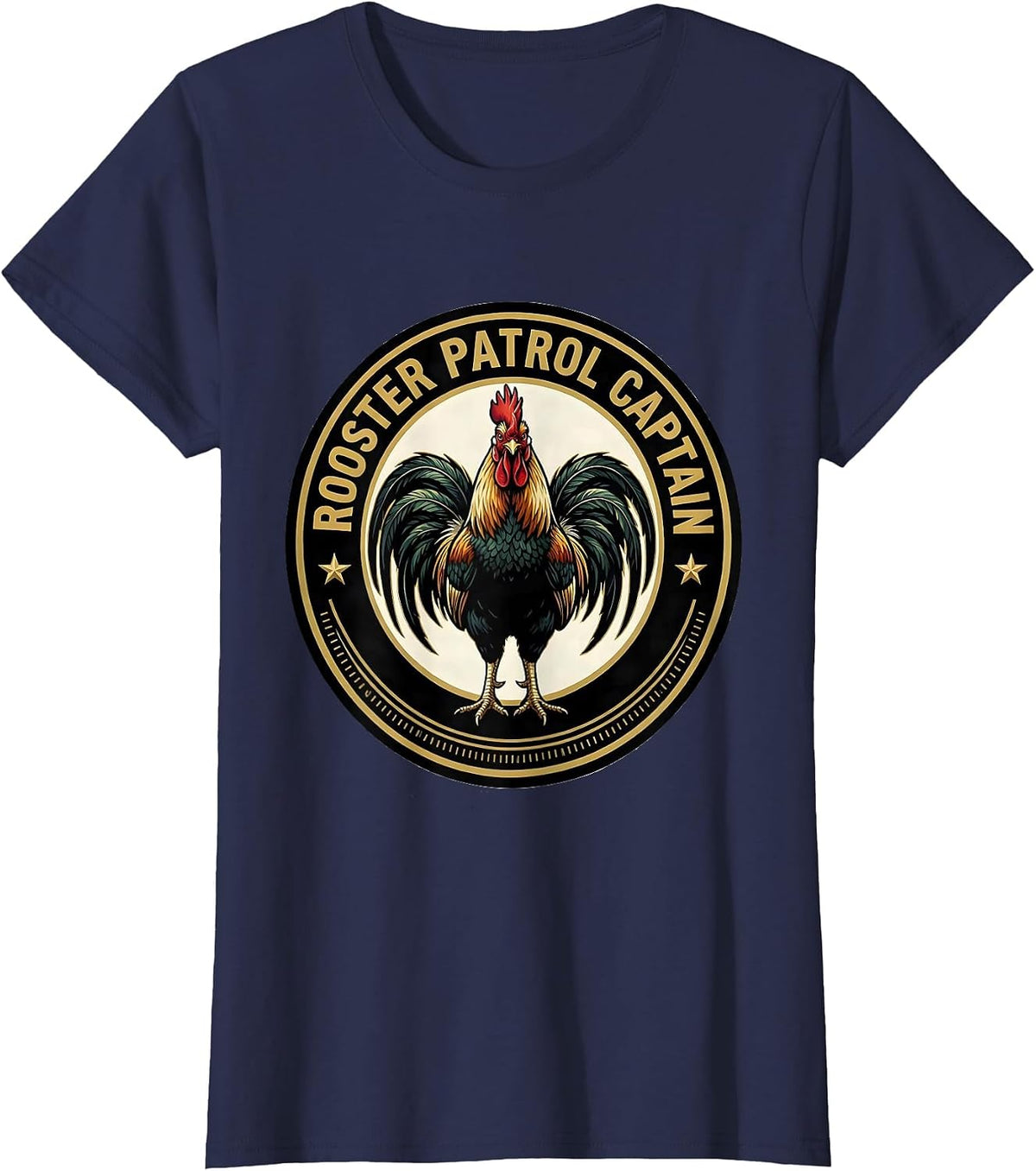 Women's Rooster Patrol Captain Funny Pheasant Hunter Hunting Gift T-Shirt - Navy Blue