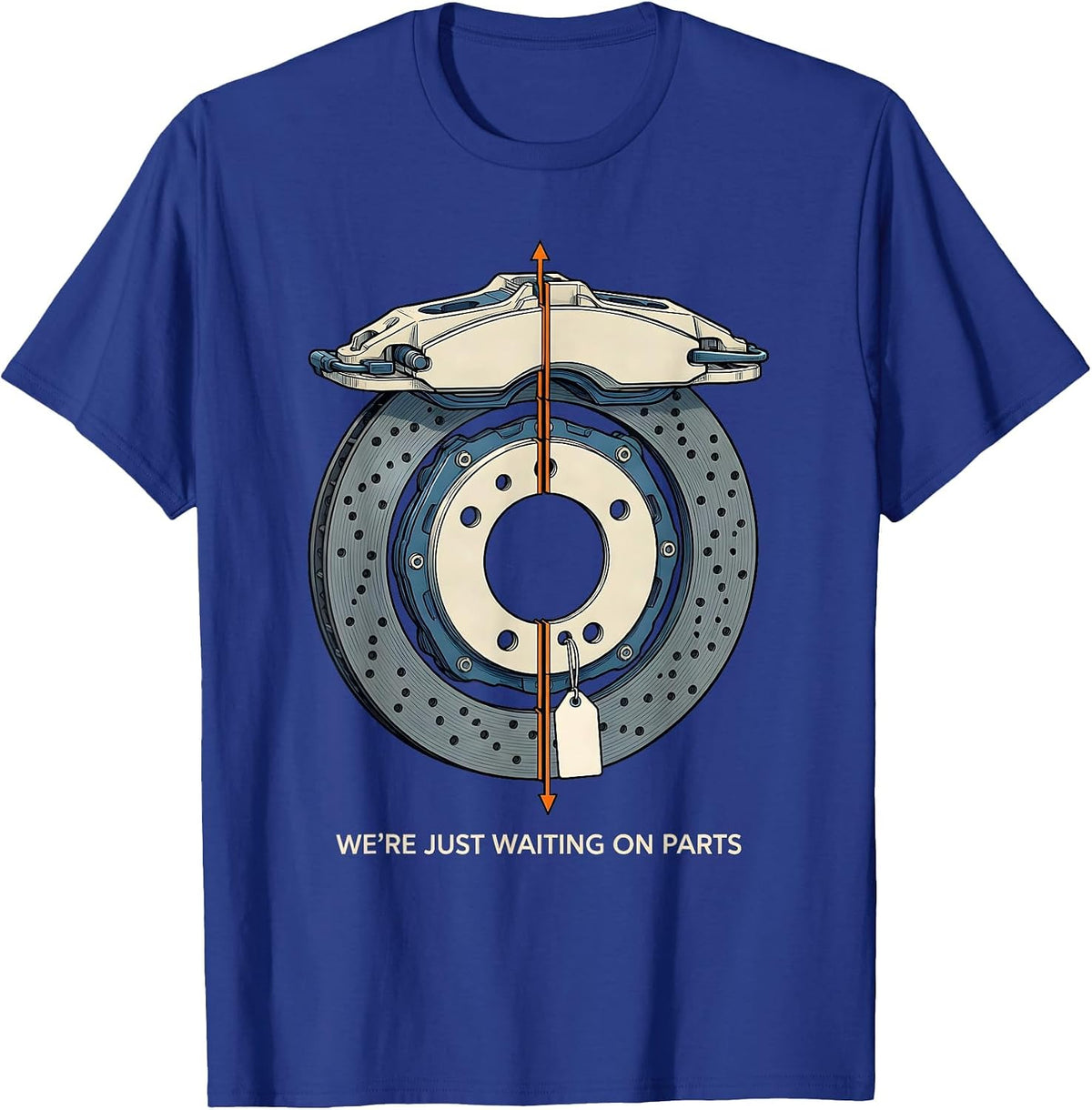 We're Just Waiting On Parts Funny Mechanic Skeleton Auto T-Shirt - Royal Blue