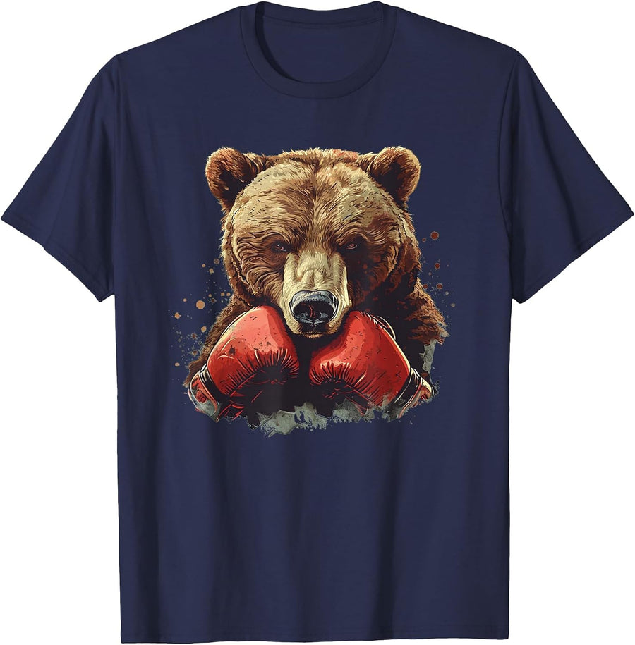 Cool Boxing Bear Costume for Boxer and Sport Lovers T-Shirt - Navy Blue