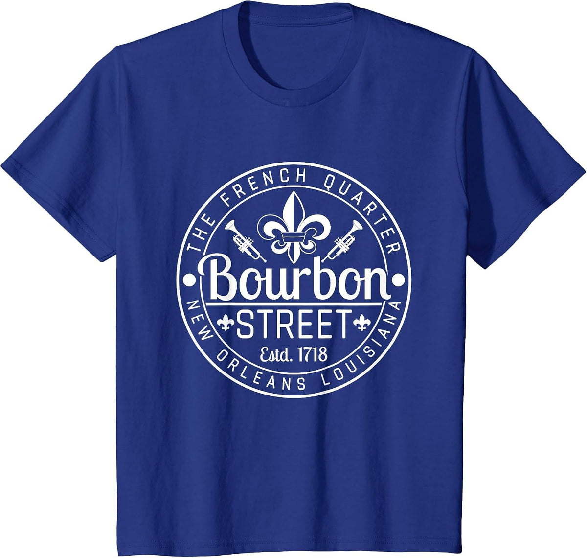 Bourbon Street French Quarter New Orleans Louisiana Est 1718 T-Shirt - Royal Blue