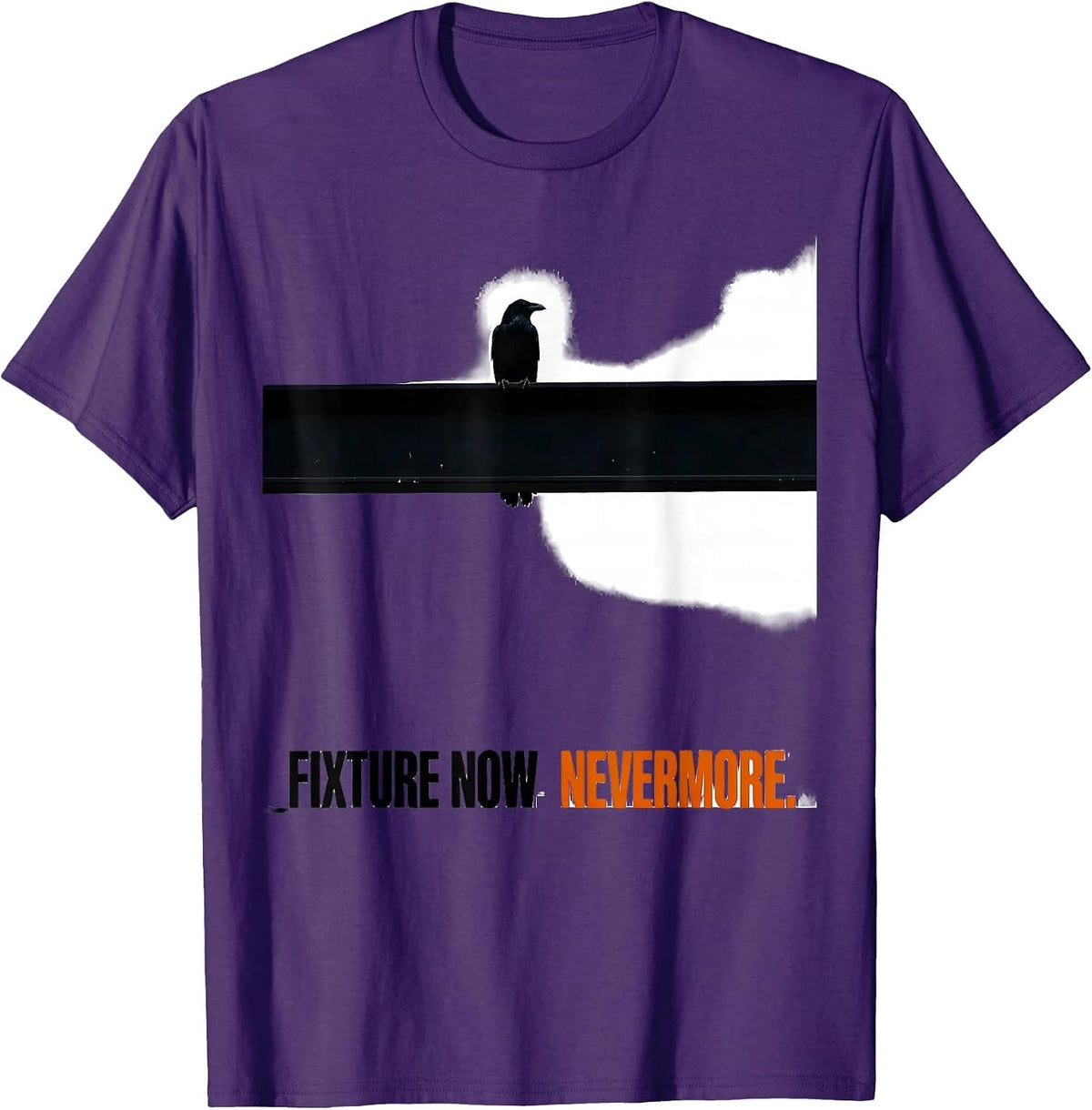 Fixture Now Nevermore Brutalist Gothic Literary Humor Poe T-Shirt - Purple