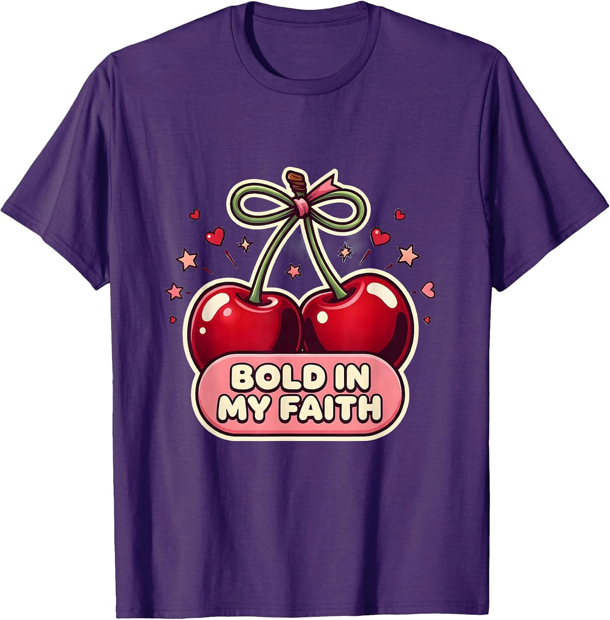Men's Bold In My Faith Faith Over Fear Design T-Shirt - Purple