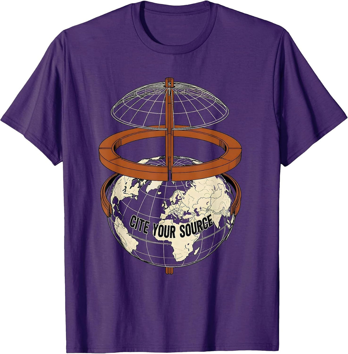 Cite Your Source Exploded Globe Technical History Teacher T-Shirt - Purple