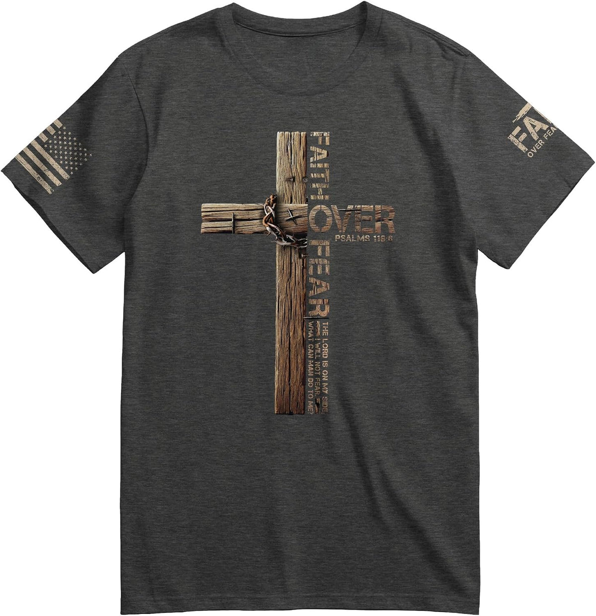 Faith Over Fear Shirt, Jesus Shirts for Men, Christian Shirts for Men, Christian Tshirts 1 - Dark-heather