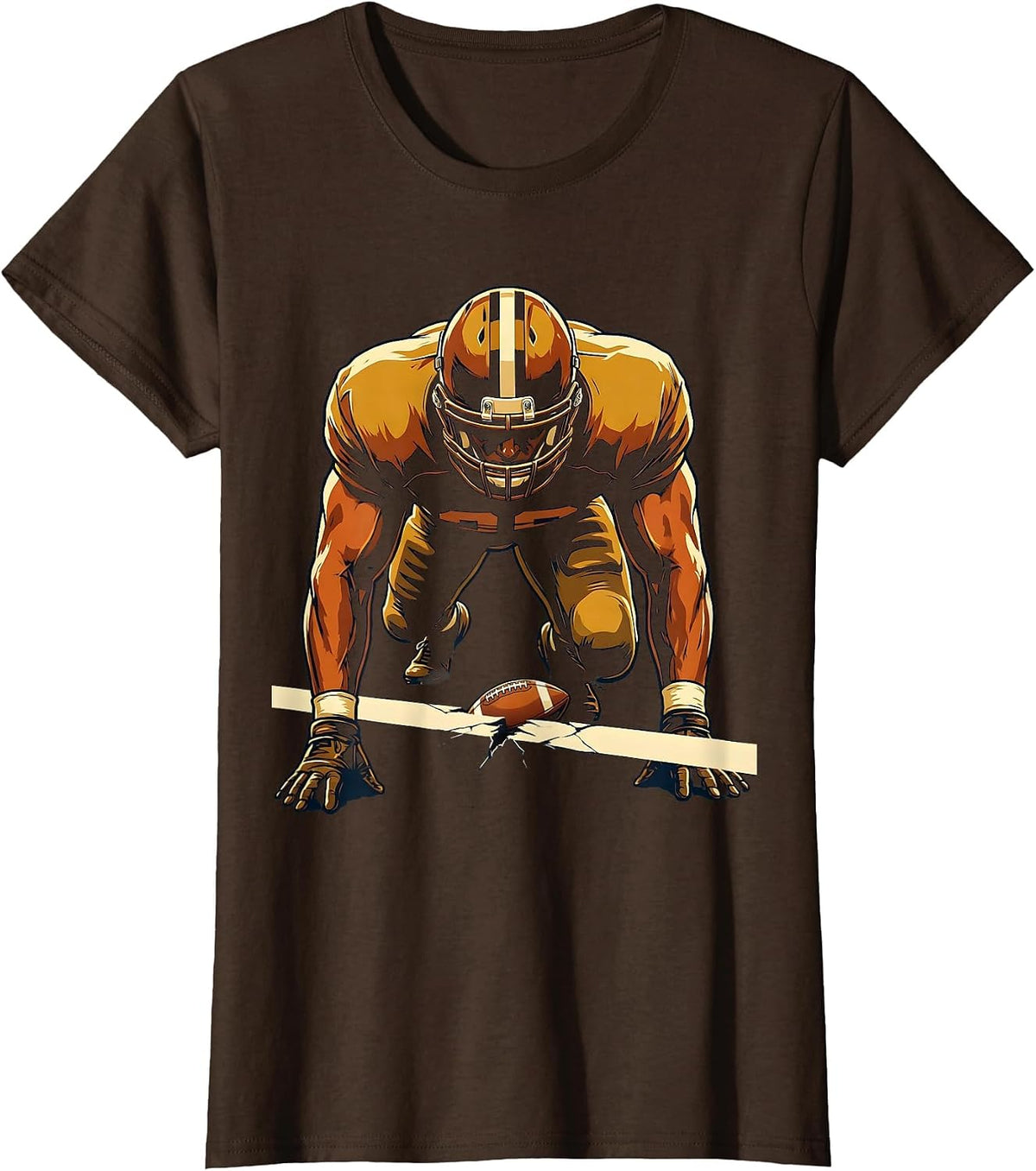 Women's Lineman Brick Wall Football Player Humor T-Shirt - Brown